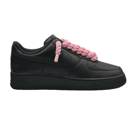 NIKE AIR FORCE 1 LOW BLACK ROPE LACES PINK